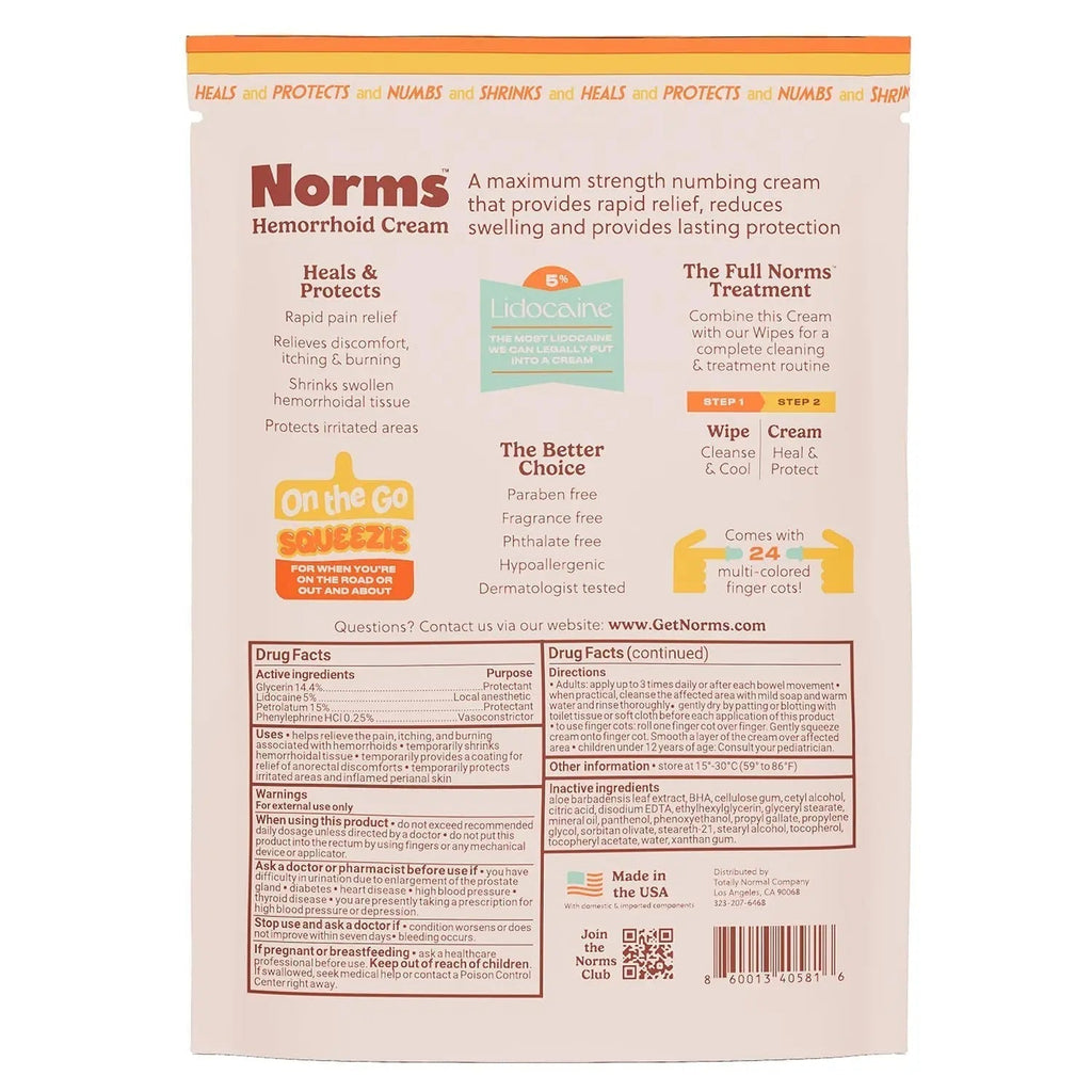 Norms Squeezies Lidocaine Hemorrhoid Cream, Discreet Single Use Travel Packets, 5% Lidocaine, Phenylephrine, Aloe and Glycerin – Numbing, Soothing & Swelling Relief On the Go, 12 Count - TrustMedUSA