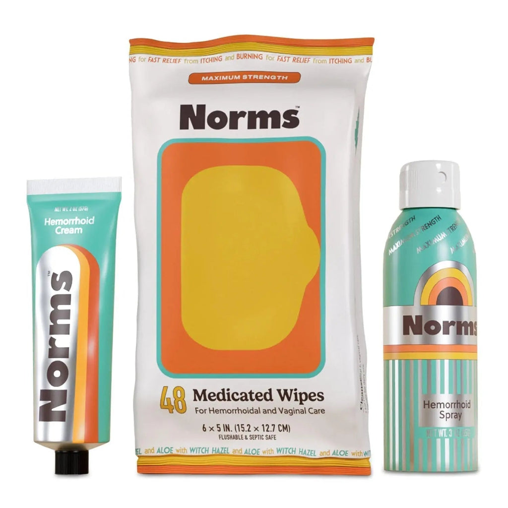 Norms The Full Hemorrhoid Treatment Bundle Medicated Wipes, Touch-Free Spray, and 5% Lidocaine Cream to Relieve Painful Itching, Burning & Swelling – Complete Hemorrhoid Care System - TrustMedUSA