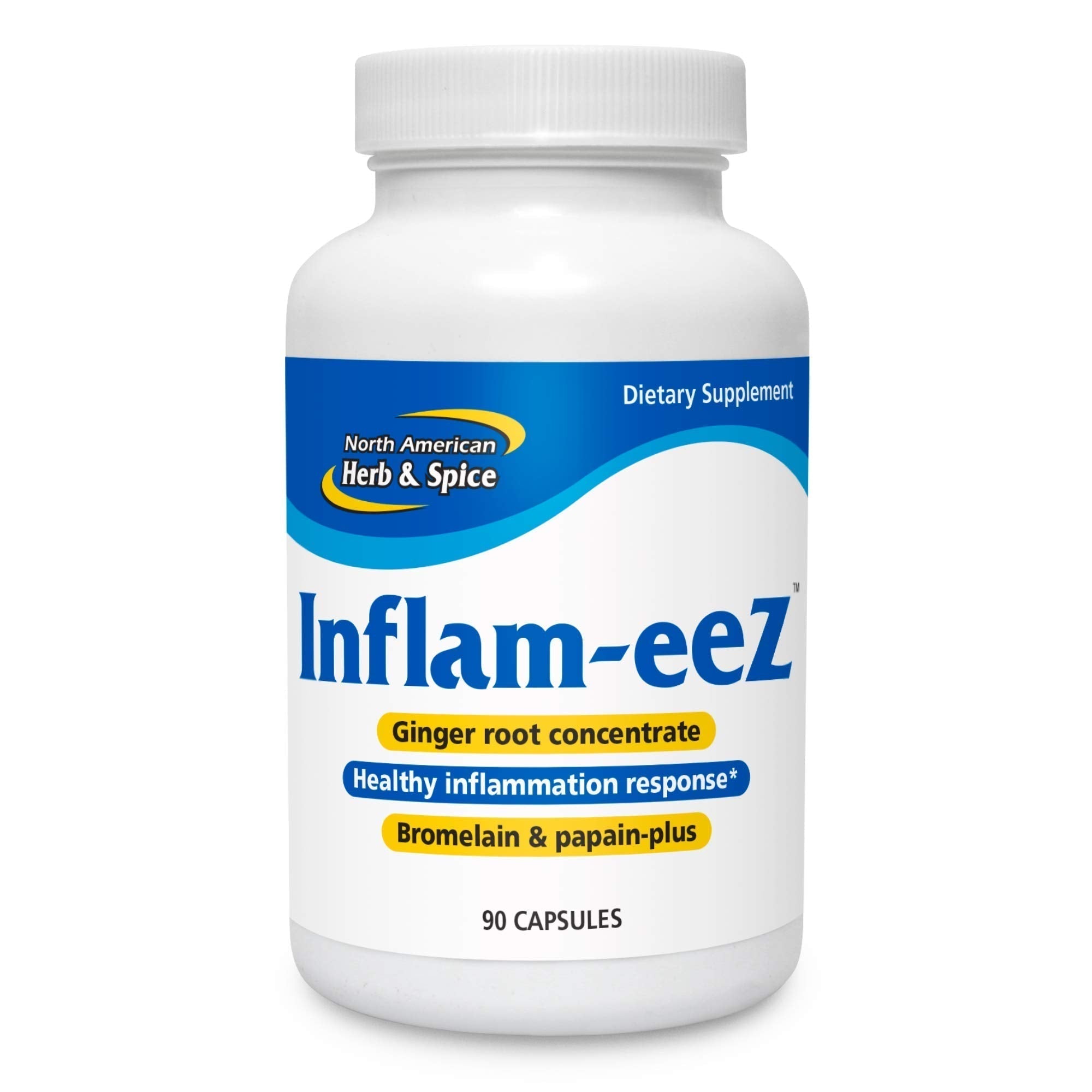 NORTH AMERICAN HERB & SPICE Inflam-eeZ - 90 Capsules - Supports Healthy Immune & Inflammatory Response - Ginger Root, Camu Camu Berries, Bromelain & Papain Plus - Non-GMO - 45 Total Servings - TrustMedUSA