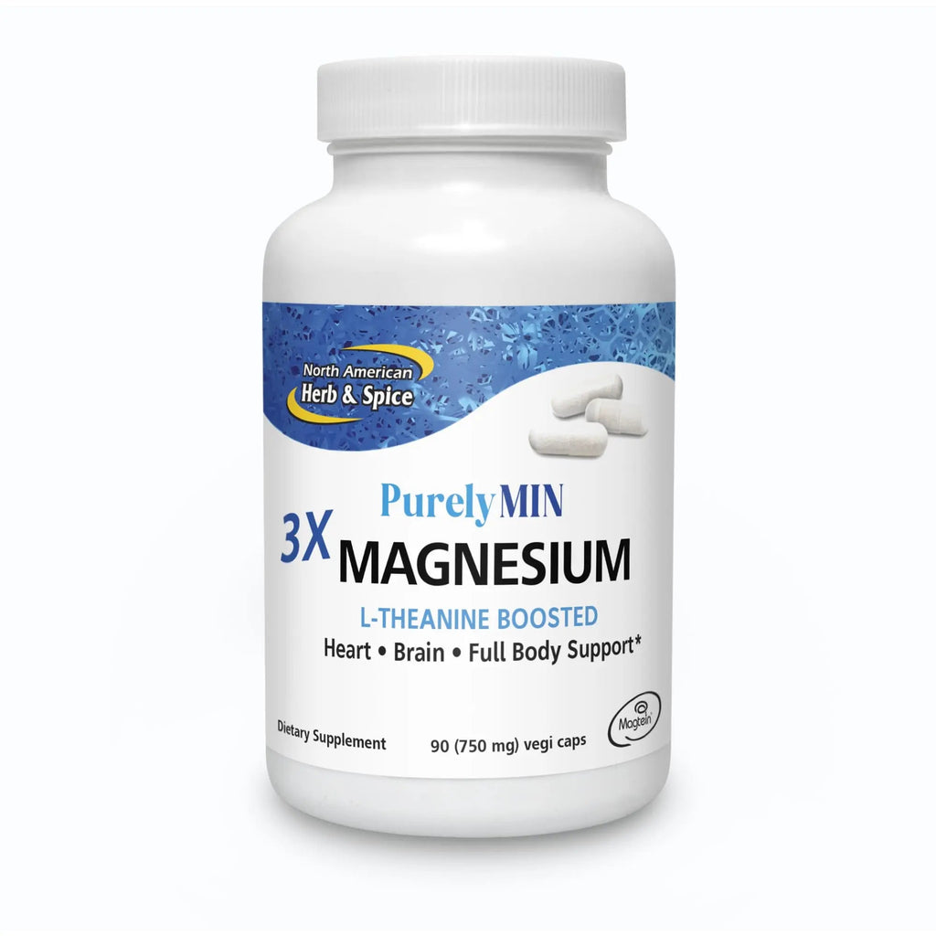 NORTH AMERICAN HERB & SPICE PurelyMin - 90 Vegi Caps - Highly Absorbable Magnesium Complex + L-Theanine - 30 Servings - TrustMedUSA