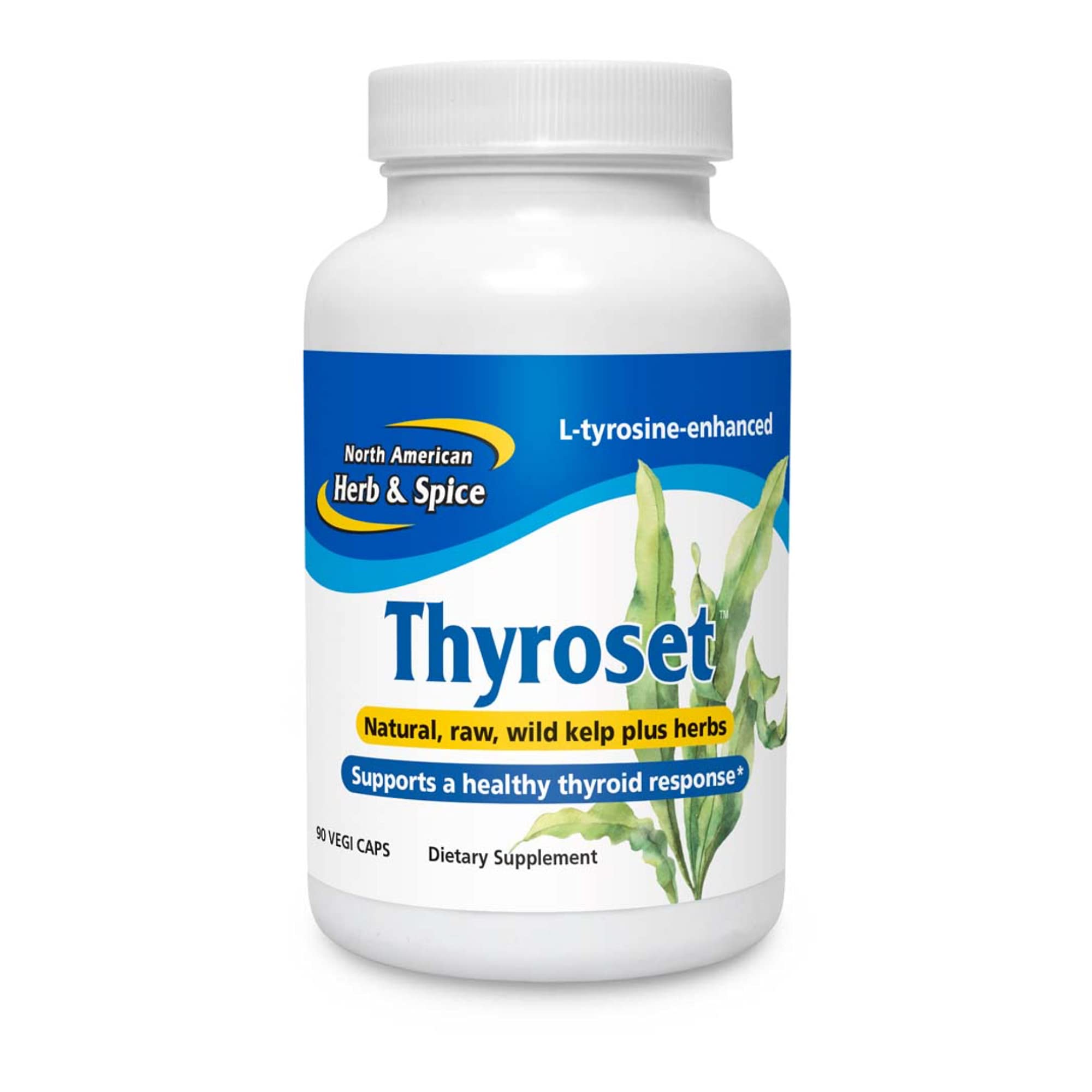 NORTH AMERICAN HERB & SPICE Thyroset - 90 Capsules - Wild Kelp & Herbs Blend - Healthy Thyroid Support - Contains Trace Minerals, Natural Iodine, Antioxidants & Amino Acids - 45 Servings - TrustMedUSA