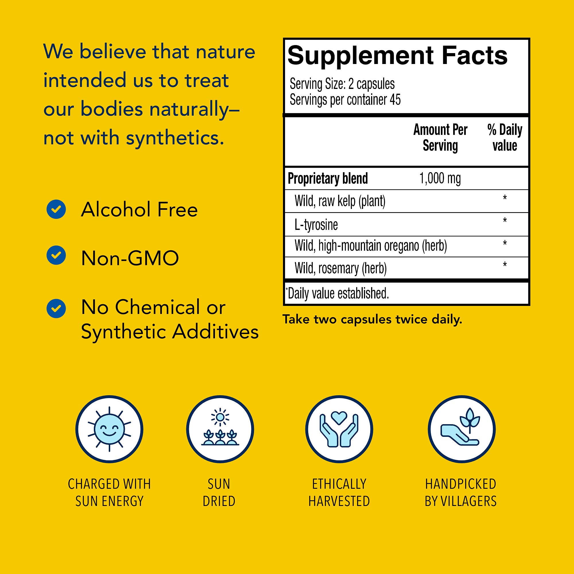 NORTH AMERICAN HERB & SPICE Thyroset - 90 Capsules - Wild Kelp & Herbs Blend - Healthy Thyroid Support - Contains Trace Minerals, Natural Iodine, Antioxidants & Amino Acids - 45 Servings - TrustMedUSA