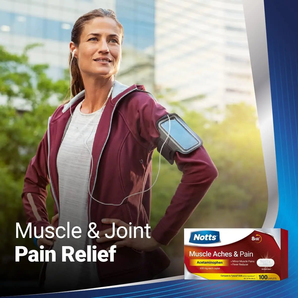NOTTS Muscle Aches & Pain Acetaminophen 650 mg, 100 Count - TrustMedUSA