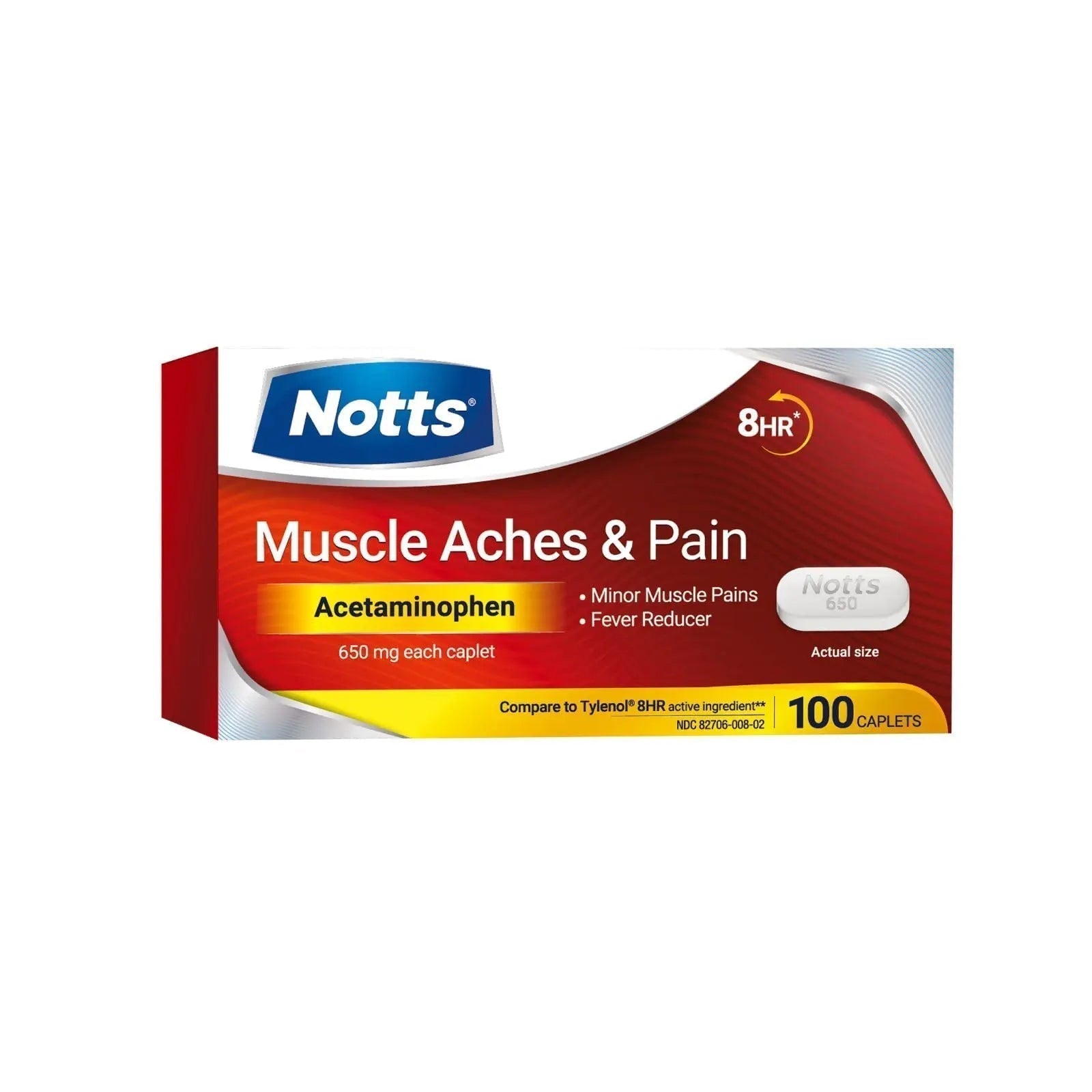 NOTTS Muscle Aches & Pain Acetaminophen 650 mg, 100 Count - TrustMedUSA