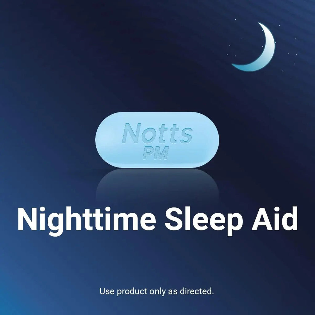 NOTTS PM Extra Strength Pain Relief & Sleep Aid, 500mg Acetaminophen & 25mg Diphenhydramine HCl, 50 Caplets for Nighttime Aches, Headaches & Body Pain, Non-Habit Forming (Pack of 2) - TrustMedUSA
