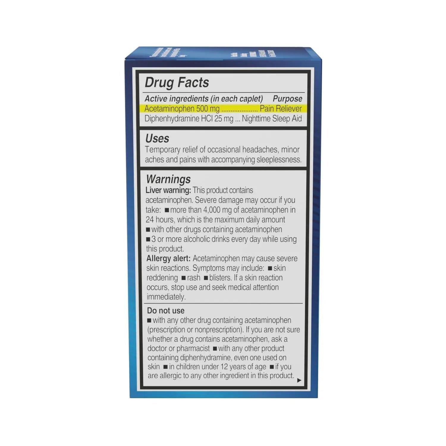 NOTTS PM Extra Strength Pain Relief & Sleep Aid, 500mg Acetaminophen & 25mg Diphenhydramine HCl, 50 Caplets for Nighttime Aches, Headaches & Body Pain, Non-Habit Forming (Pack of 2) - TrustMedUSA