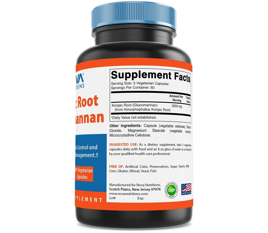 Nova Nutritions 2 Pack Konjac Root Glucomannan Capsules 2000 mg/Serving Veggie Caps - TrustMedUSA