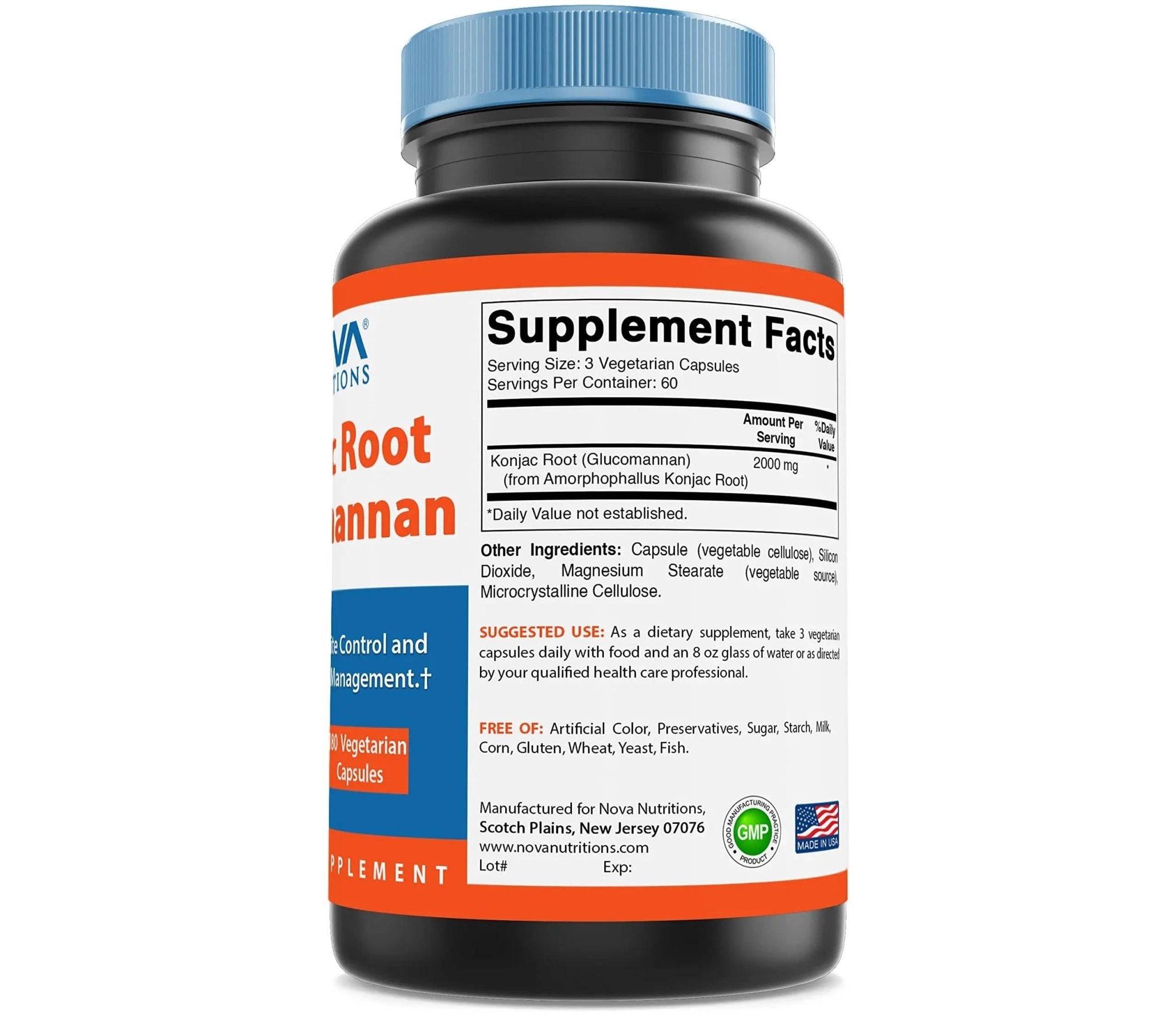 Nova Nutritions 2 Pack Konjac Root Glucomannan Capsules 2000 mg/Serving Veggie Caps - TrustMedUSA