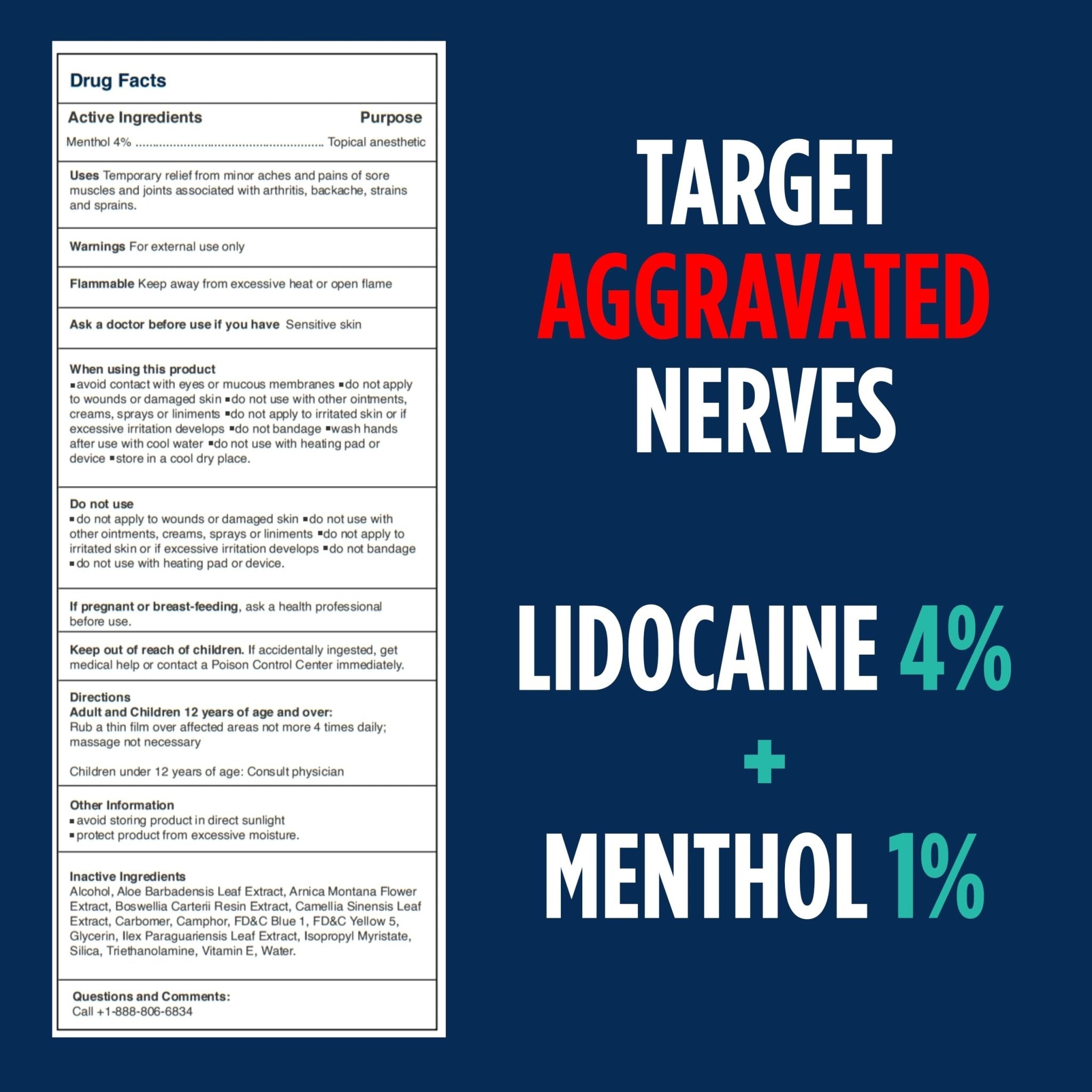 NOVEHA Lidocaine Roll-On Gel 4% | Maximum Strength Temporary Topical Pain Relief for Minor Muscle & Joint Aches | Cooling Formula with Menthol & Arnica | Non-Greasy, Quick-Drying | 2.5 fl oz - TrustMedUSA