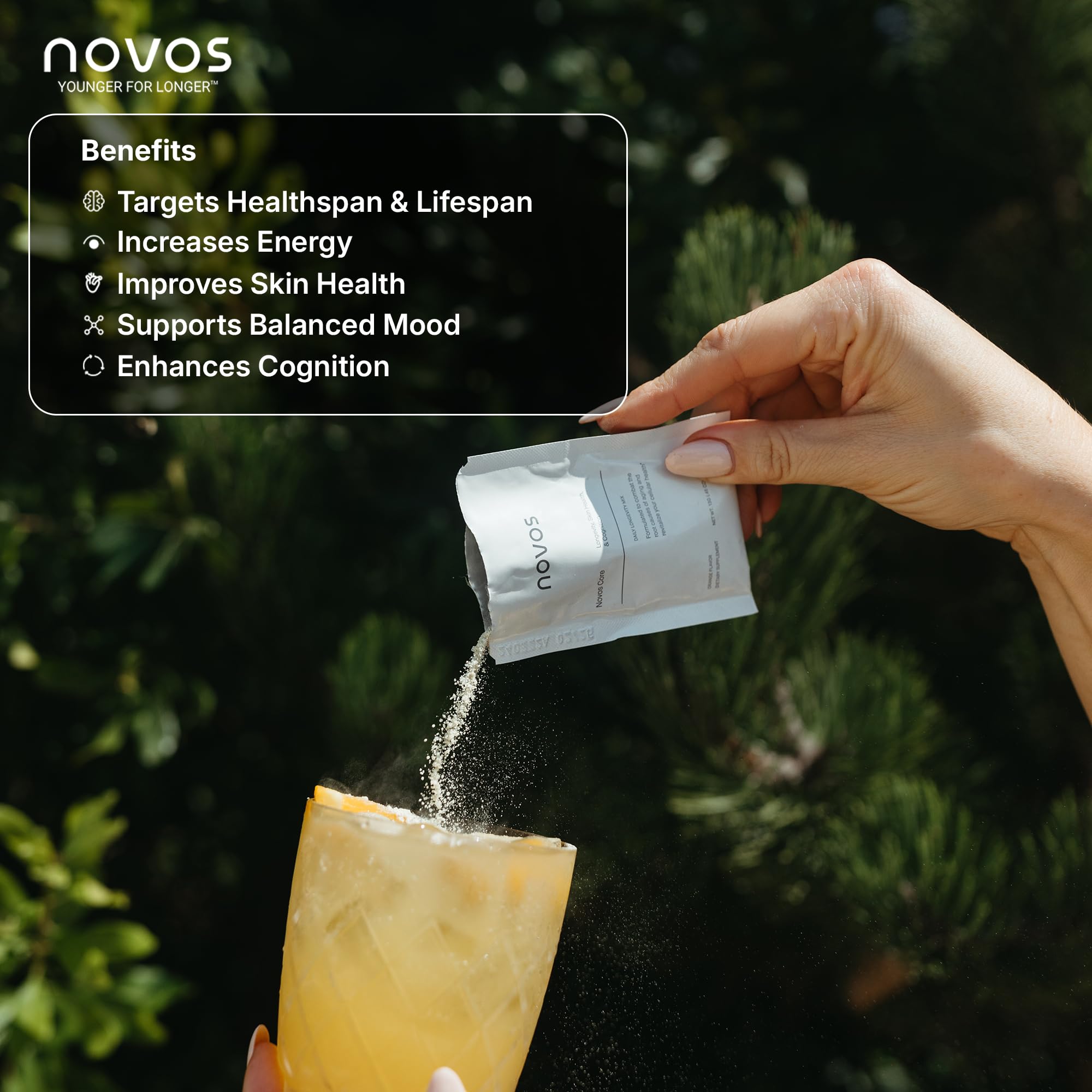 Novos Core Clinical Longevity Mix | Anti-Aging Supplement Drink Mix for Men & Women | Magnesium, L-Theanine, Fisetin and More | Supports Energy, Mood, Sleep & Cognition | Orange Flavor (30 Servings) - TrustMedUSA