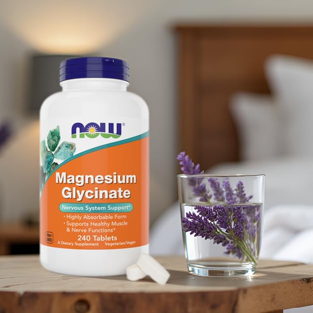 Now Foods Magnesium Glycinate, 240 Tablets - Supports Healthy Muscle and Nerve Functions - Non-GMO - TrustMedUSA