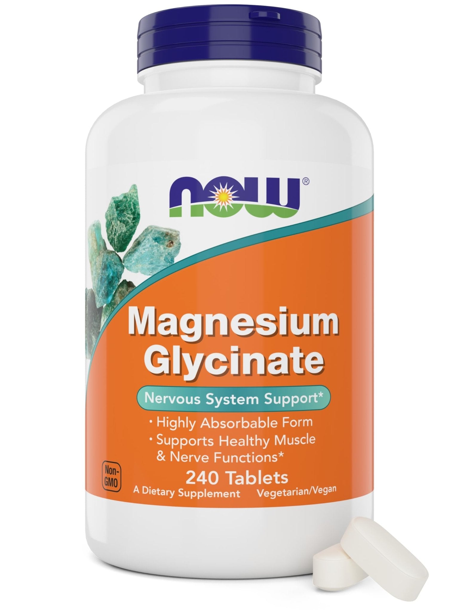 Now Foods Magnesium Glycinate, 240 Tablets - Supports Healthy Muscle and Nerve Functions - Non-GMO - TrustMedUSA