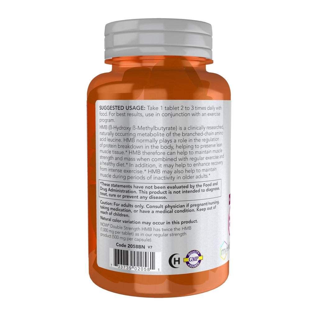 NOW Foods Sports Nutrition, HMB (β-Hydroxy β-Methylbutyrate), Double Strength 1,000 mg, 90 Tablets - Maple Wellness Supplements