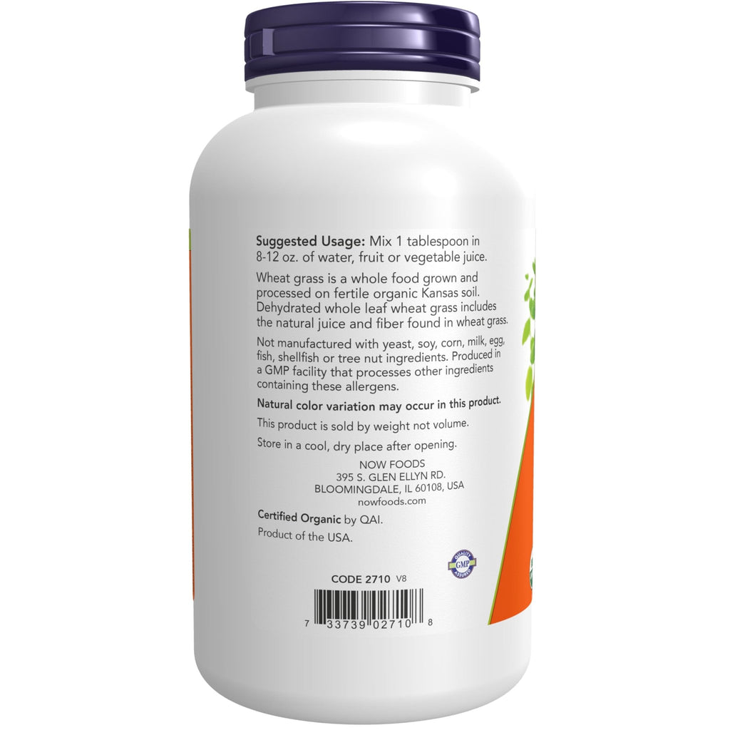 NOW Foods Supplements, Certified Organic and Non-GMO, Wheat Grass Powder, Green Superfood, 9-Ounce - TrustMedUSA
