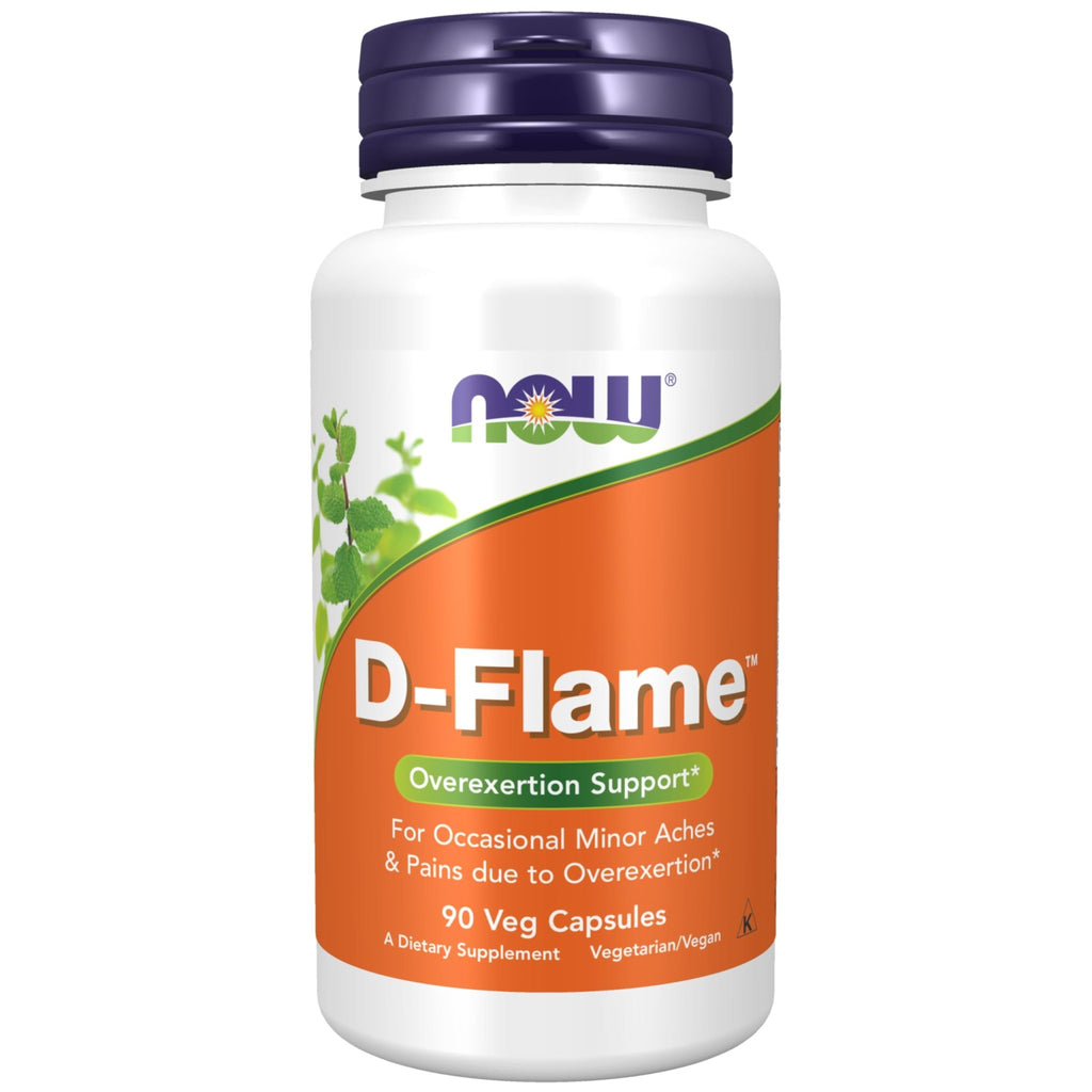 NOW Foods Supplements, D-Flame™ with a Blend of Complementary Herbs, Overexertion Support*, 90 Veg Capsules - TrustMedUSA