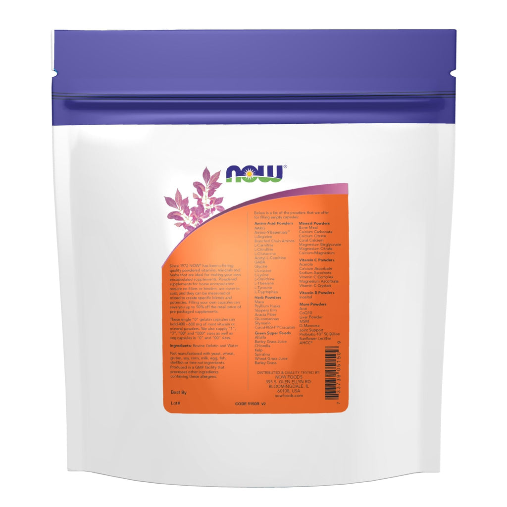NOW Foods Supplements, Empty Gelatin Capsules, Single "0", Bovine Sourced, Filled by Weight, 1,000 Gel Capsules - TrustMedUSA