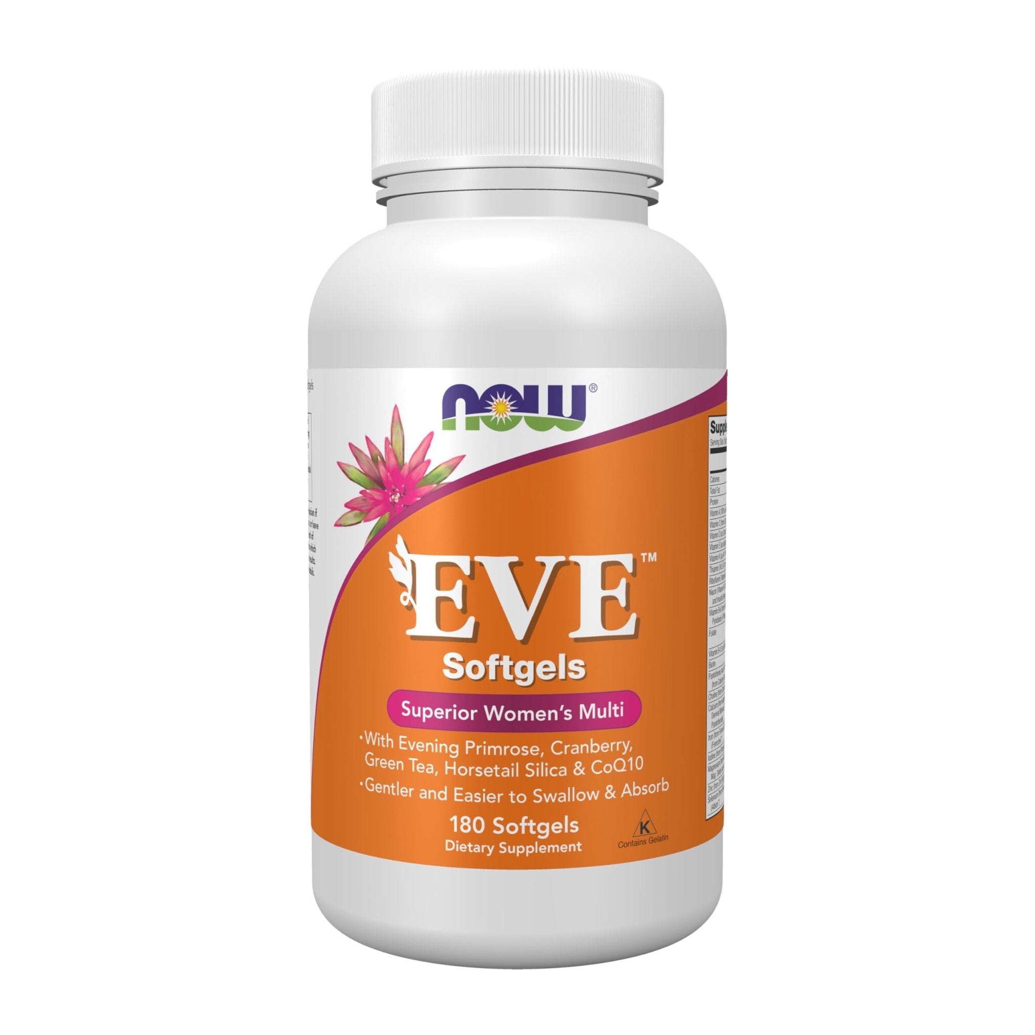 NOW Foods Supplements, Eve™ Women's Multivitamin with Evening Primrose, Cranberry, Green Tea, Horsetail Silica & CoQ10, 180 Softgels - TrustMedUSA