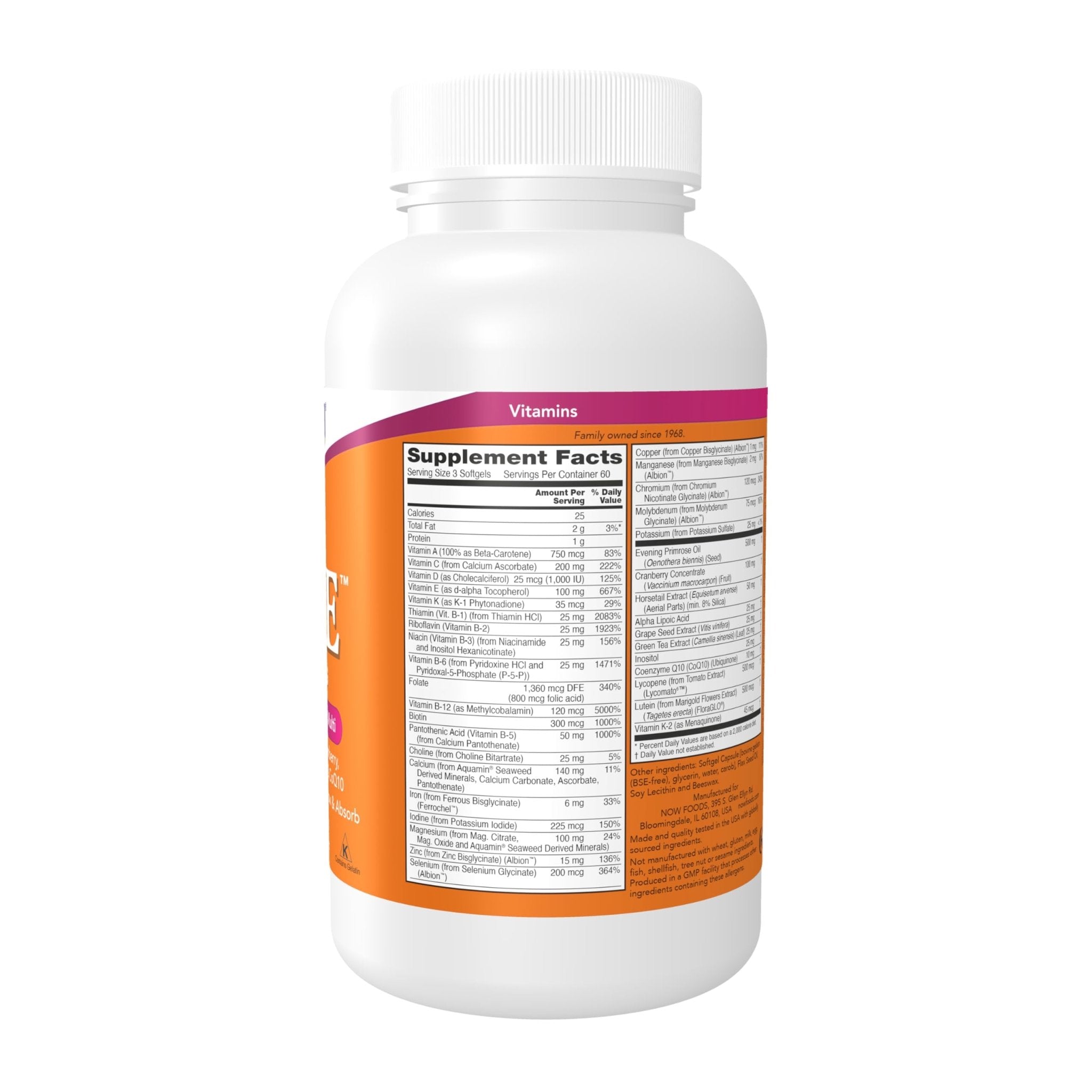 NOW Foods Supplements, Eve™ Women's Multivitamin with Evening Primrose, Cranberry, Green Tea, Horsetail Silica & CoQ10, 180 Softgels - TrustMedUSA