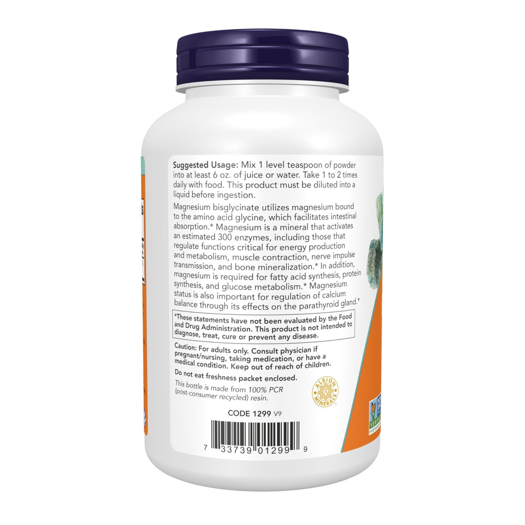 NOW Foods Supplements, Magnesium Bisglycinate Powder, Enzyme Function*, Nervous System Support*, 8-Ounce - TrustMedUSA