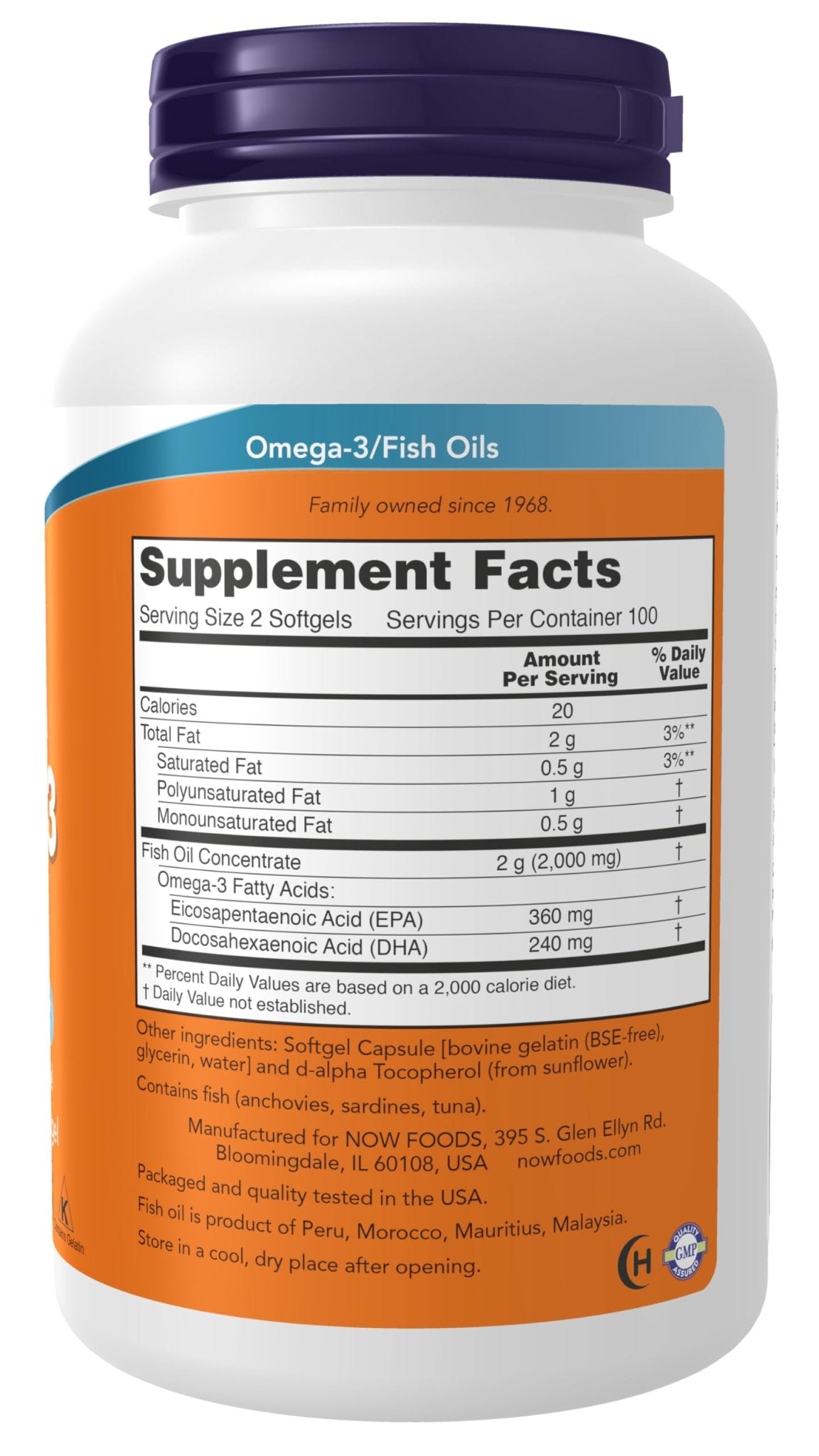 NOW Foods Supplements, Omega-3 180 EPA / 120 DHA, Molecularly Distilled, Cardiovascular Support*, 200 Softgels - TrustMedUSA