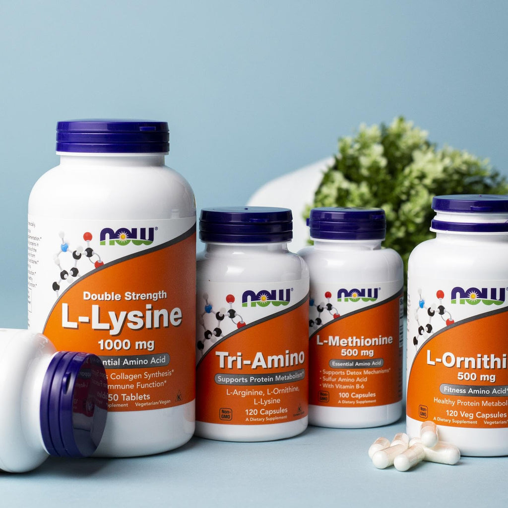 NOW Foods Supplements, Tri-Amino with L-Arginine, L-Ornithine, L-Lysine, Supports Protein Metabolism*, 120 Capsules - TrustMedUSA
