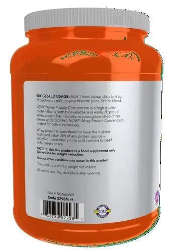 NOW Sports Nutrition, Whey Protein Concentrate, 24 g With BCAAs, Unflavored Powder - TrustMedUSA