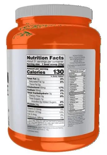 NOW Sports Nutrition, Whey Protein Concentrate, 24 g With BCAAs, Unflavored Powder - TrustMedUSA