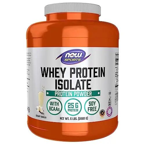 NOW Sports Nutrition, Whey Protein Isolate, 25 g With BCAAs, Creamy Vanilla Powder - TrustMedUSA
