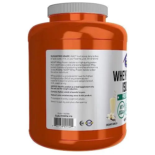 NOW Sports Nutrition, Whey Protein Isolate, 25 g With BCAAs, Creamy Vanilla Powder - TrustMedUSA