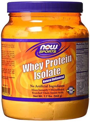 NOW Sports Whey Protein Isolate Powder with BCAAs - Unflavored - 1.2 lb - TrustMedUSA