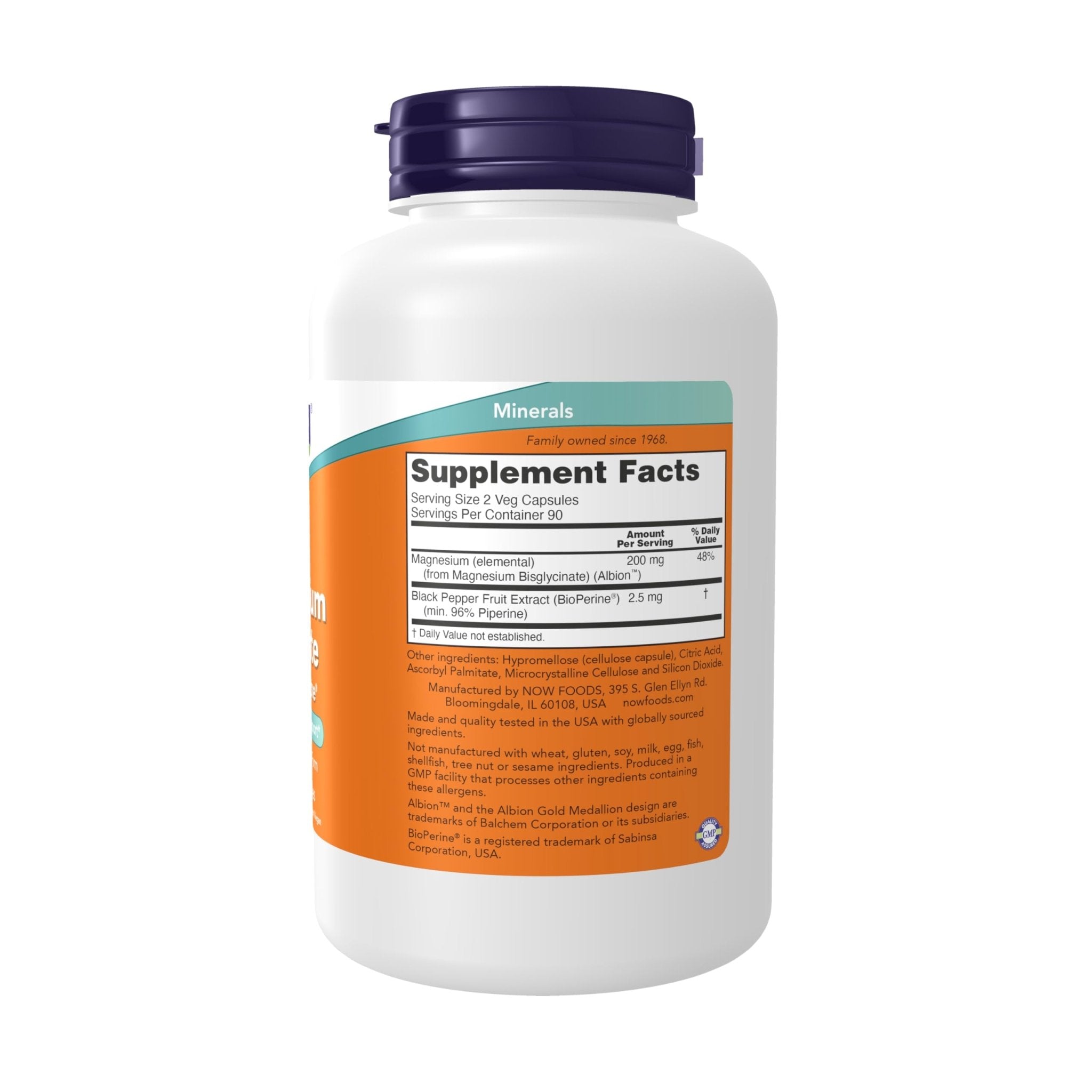 Now Supplements, Magnesium Glycinate with BioPerine, 180 Veg Capsules - TrustMedUSA