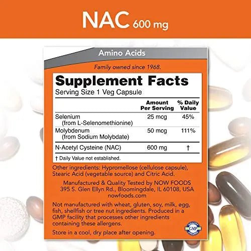 NOW Supplements, NAC (N-Acetyl Cysteine) 600 mg with Selenium & Molybdenum - TrustMedUSA