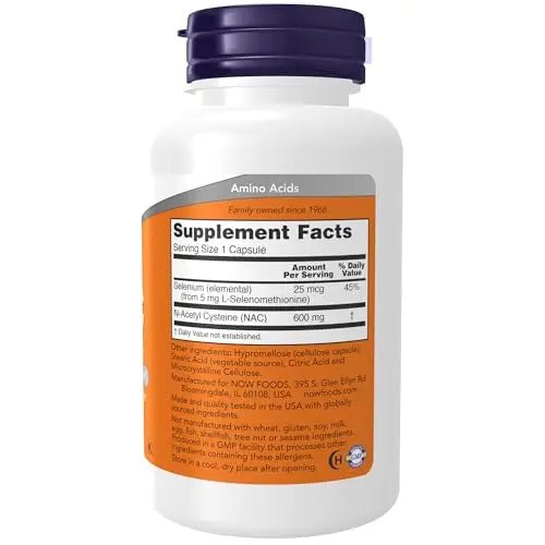 NOW Supplements, NAC (N-Acetyl Cysteine) 600 mg with Selenium & Molybdenum - TrustMedUSA