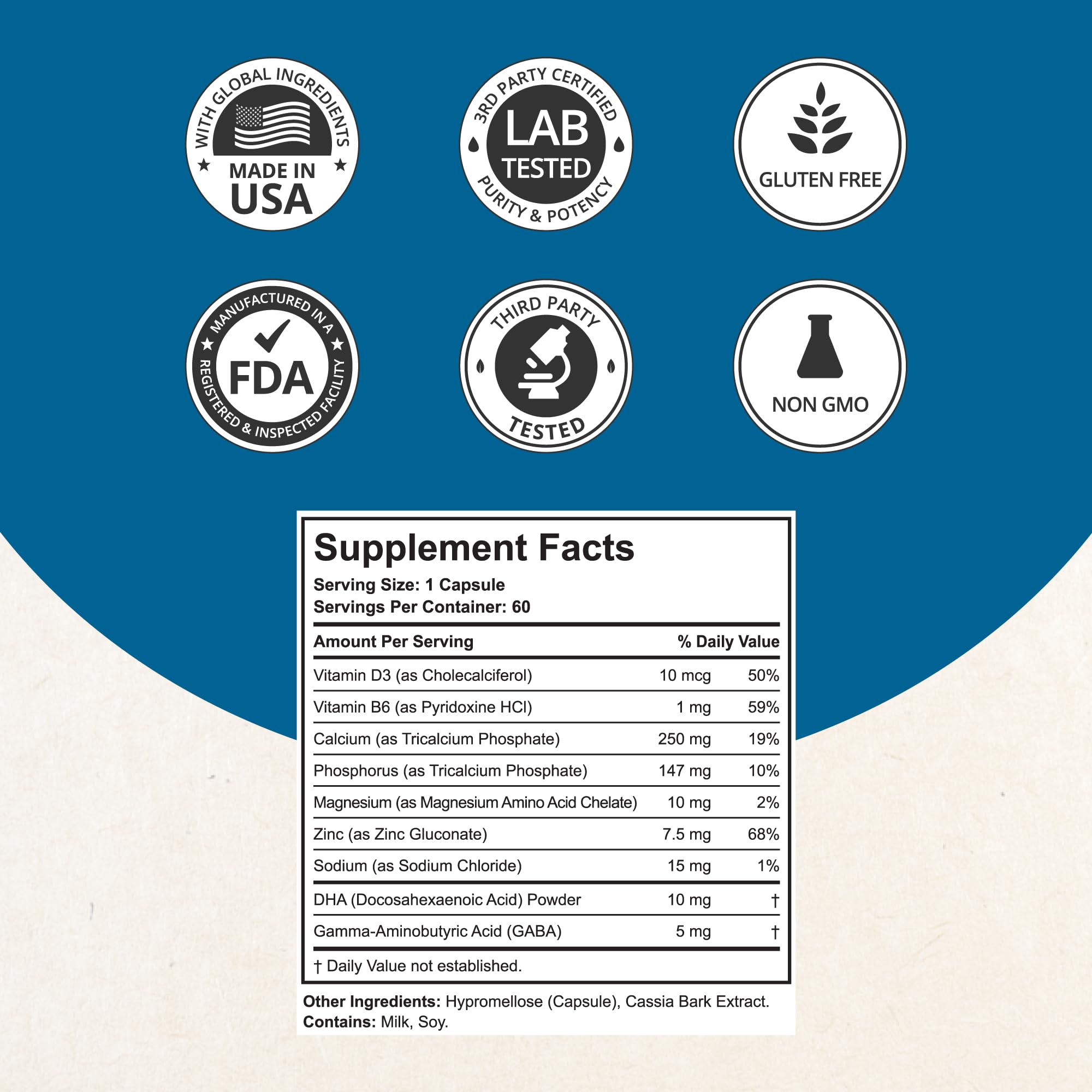 NuBest Grow Power - Calcium Supplement, Magnesium Supplement with Vitamin D3, B6, Zinc, Phosphorus and Multivitamin for Strong Bones, Overall Health for Age 10+ | 60 Capsules | 1 Month Supply - TrustMedUSA