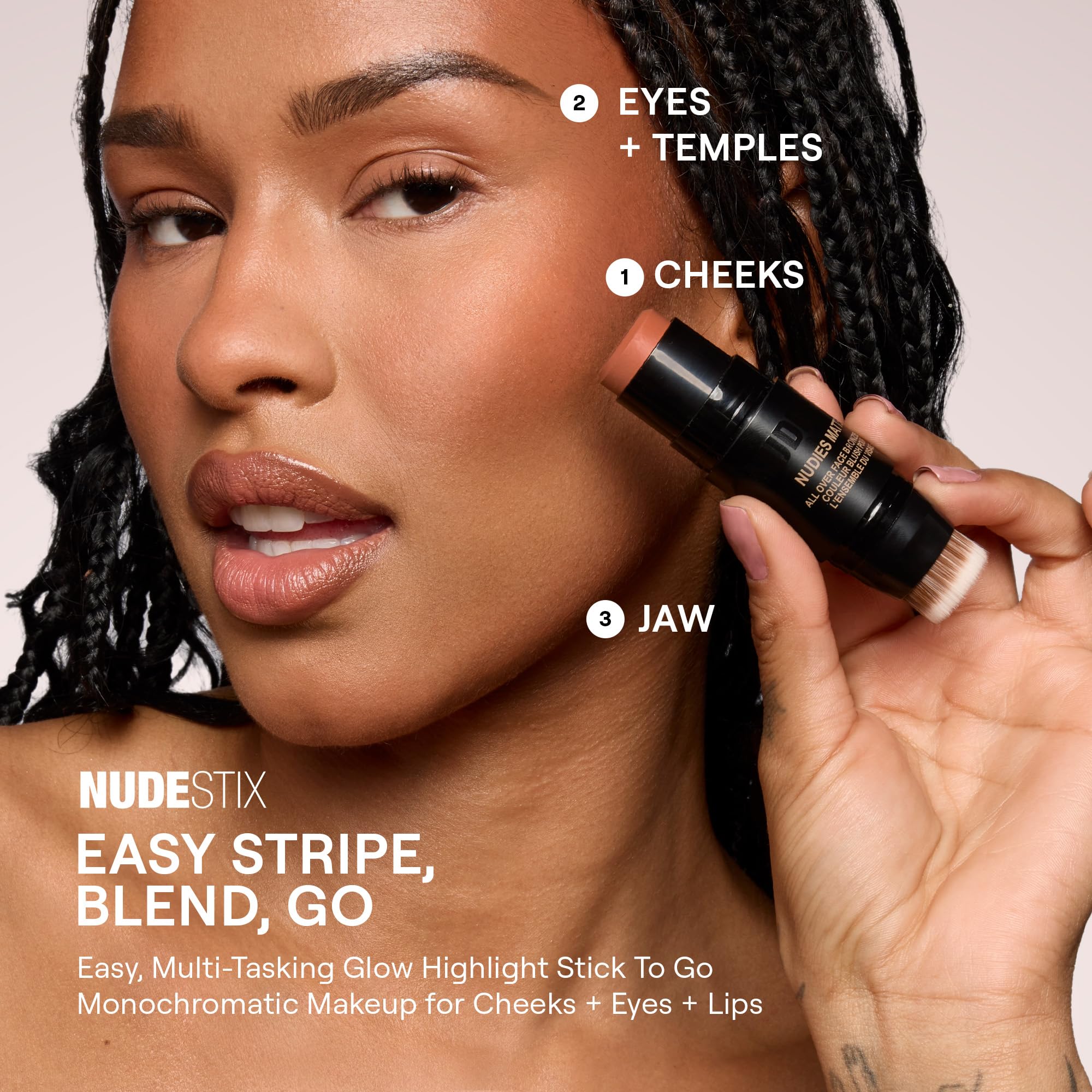 Nudestix Nudies Bronze All Over Matte Bronzing Stick – 3-in-1 Cream Bronzer for Cheeks, Eyes & Lips with Built-In Brush | Natural Contour & Sun-Kissed Glow | Bondi Bae - TrustMedUSA