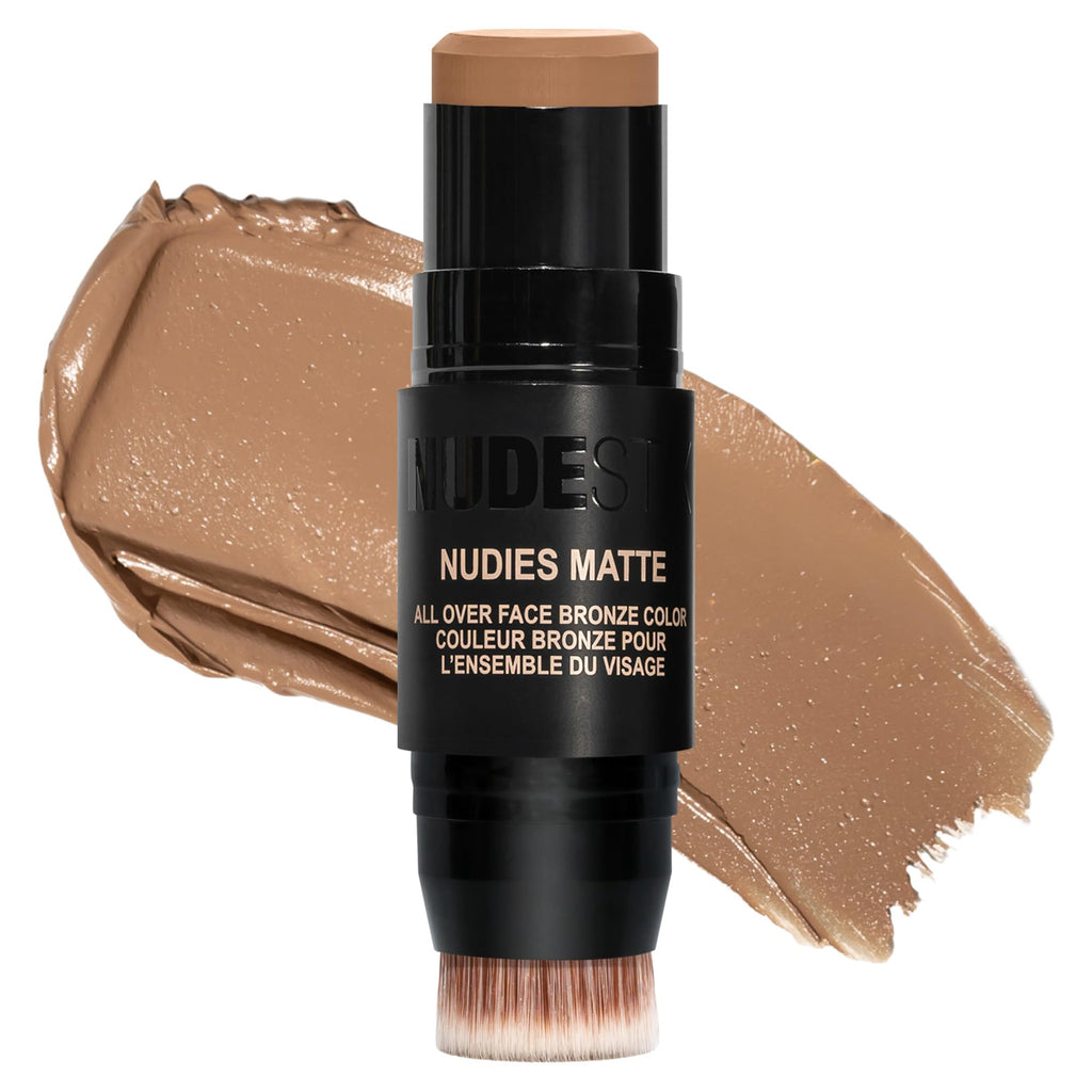 Nudestix Nudies Bronze All Over Matte Bronzing Stick – 3-in-1 Cream Bronzer for Cheeks, Eyes & Lips with Built-In Brush | Natural Contour & Sun-Kissed Glow | Bondi Bae - TrustMedUSA