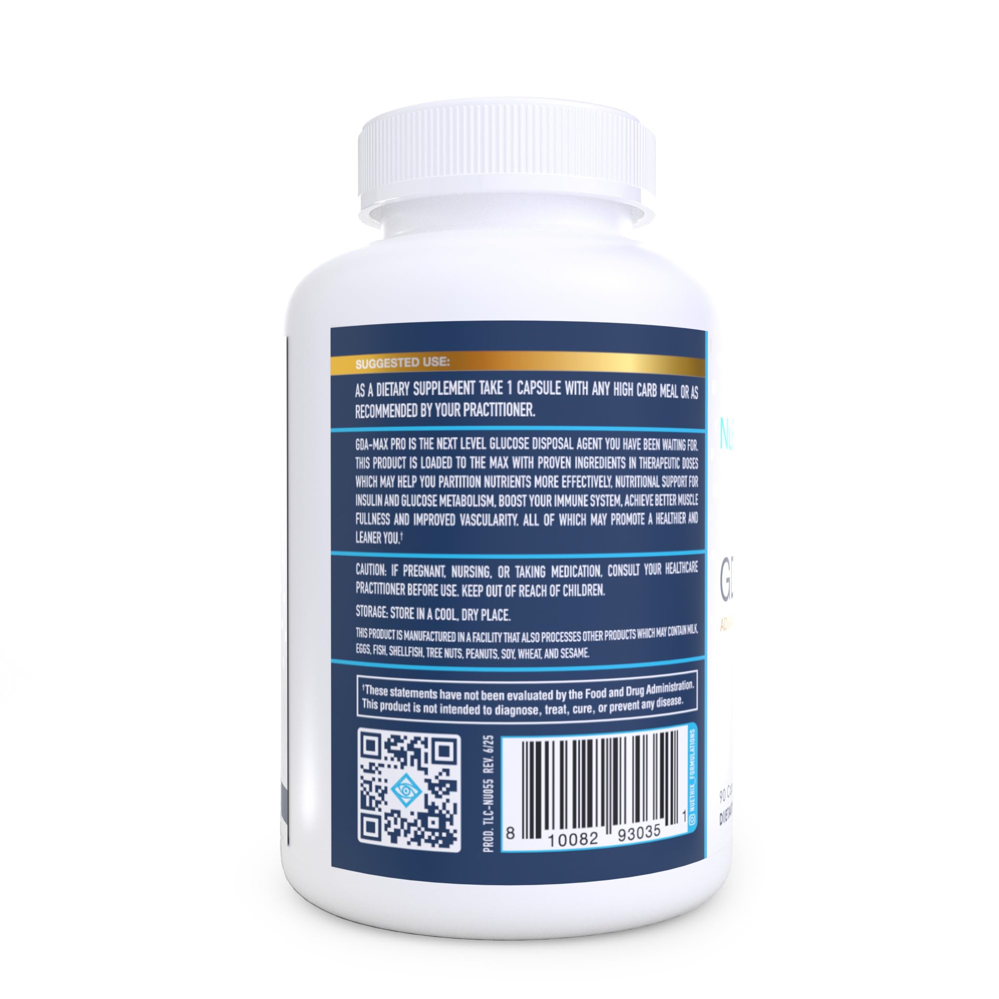 NuEthix Formulations GDA-MAX PRO, Double Berbine HCL Supplement, Supports Glucose Metabolism, Weight Management, Immune Support, Heart Health - Non GMO, Gluten Free, Dairy Free, 90 Count - TrustMedUSA