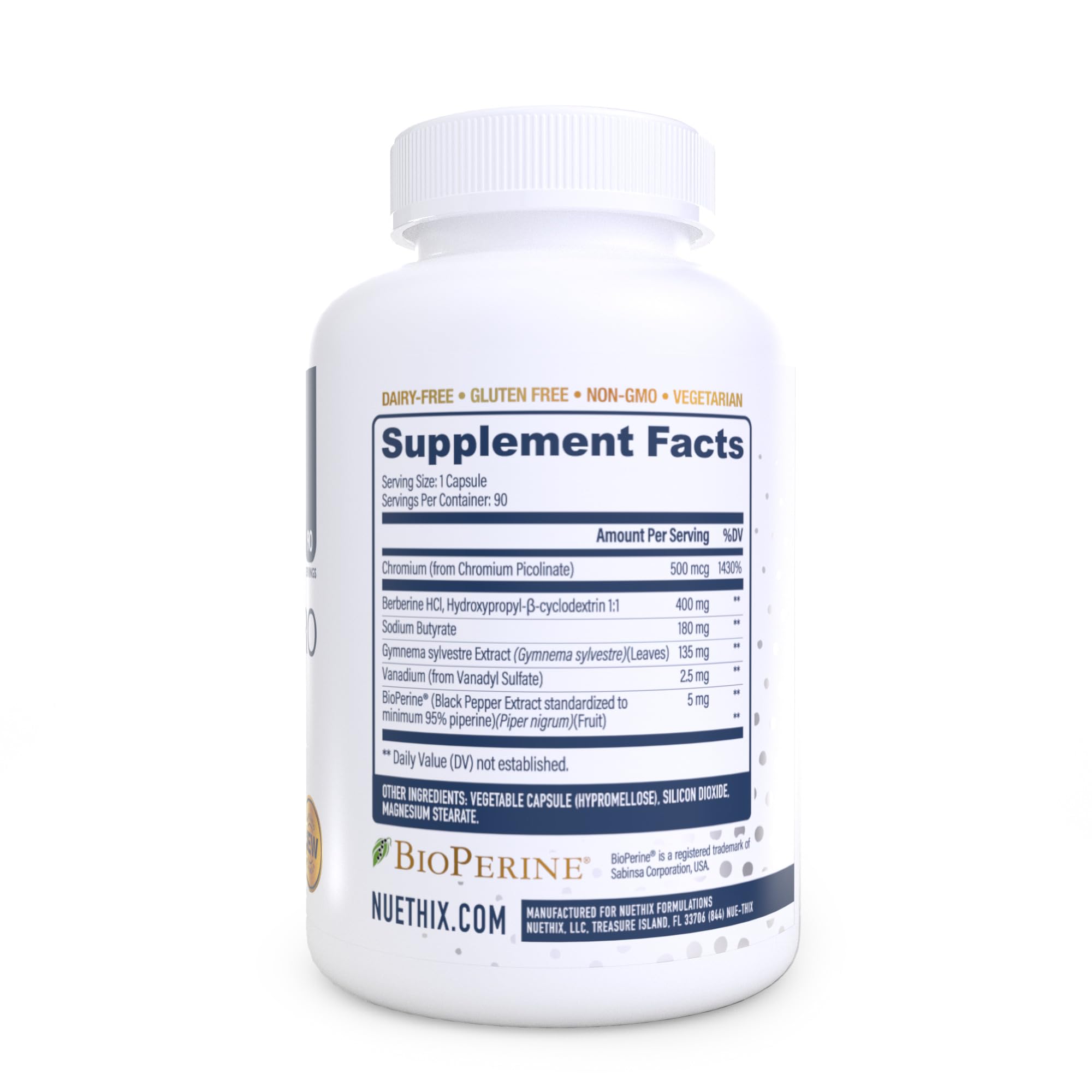 NuEthix Formulations GDA-MAX PRO, Double Berbine HCL Supplement, Supports Glucose Metabolism, Weight Management, Immune Support, Heart Health - Non GMO, Gluten Free, Dairy Free, 90 Count - TrustMedUSA