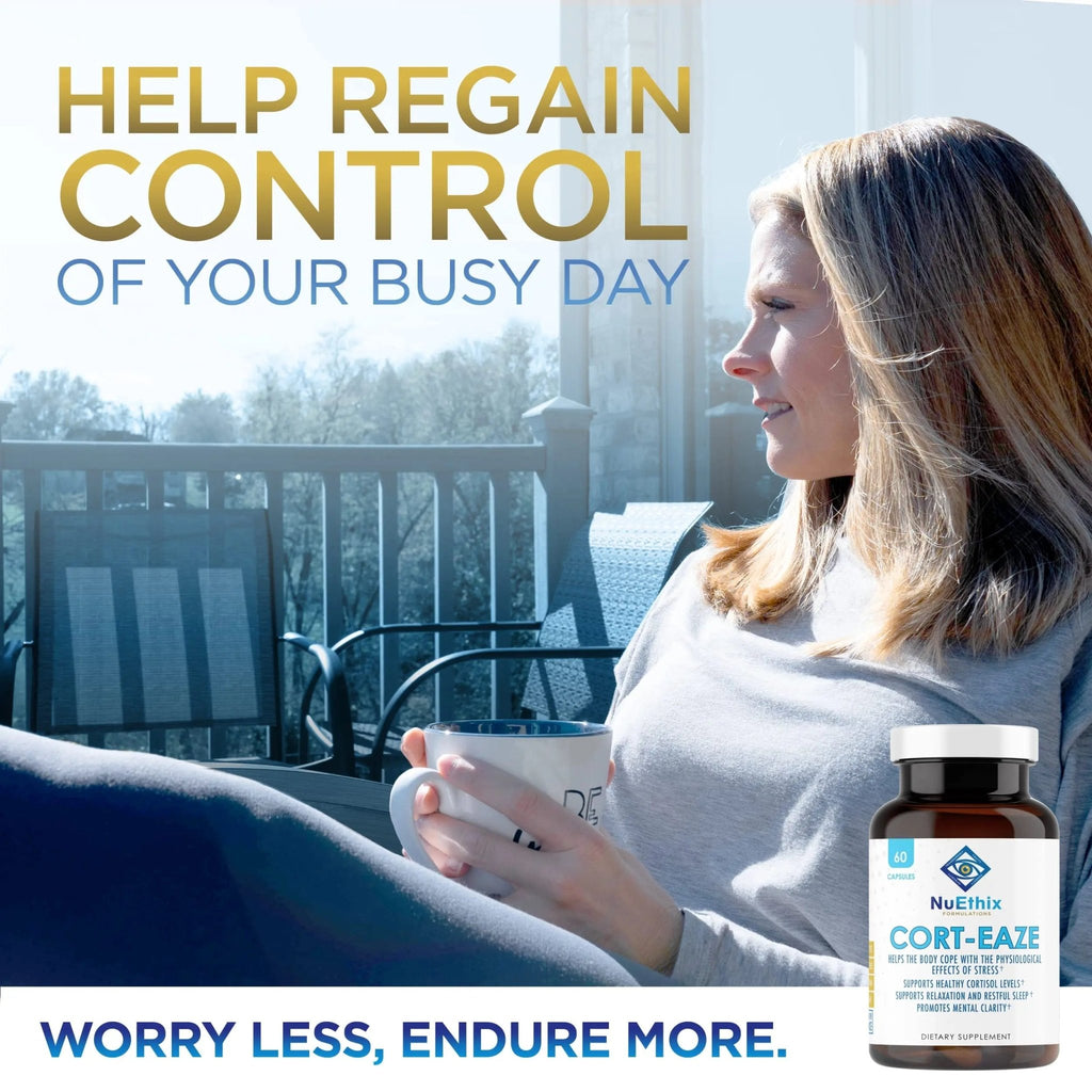 NuEthix Formulations Relaxation Supplement Bundle: Cort-Eaze Cortisol-Control Supplement, 60 Capsules, 30 Servings and Relax Liposomal, 2 Fluid Ounces, 30 Servings - TrustMedUSA