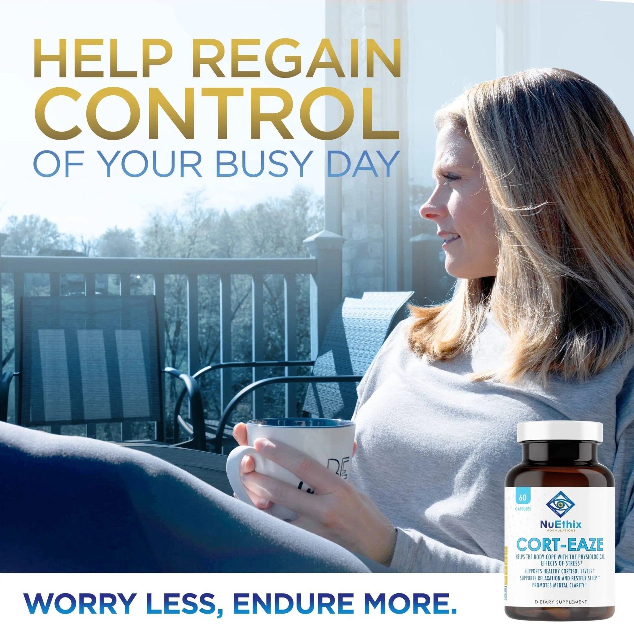 NuEthix Formulations Relaxation Supplement Bundle: Cort-Eaze Cortisol-Control Supplement, 60 Capsules, 30 Servings and Relax Liposomal, 2 Fluid Ounces, 30 Servings - TrustMedUSA