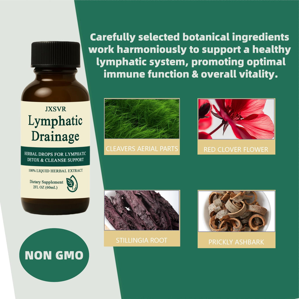 Nuflos Lymphatic Drainage Drops, Lymphatic Drainage Massager& Supplements, 2 Fl. Oz-Herbal Blend-Lymph System Support, Lymphatic Drainage, Immune System & Detox - Maple Wellness Supplements
