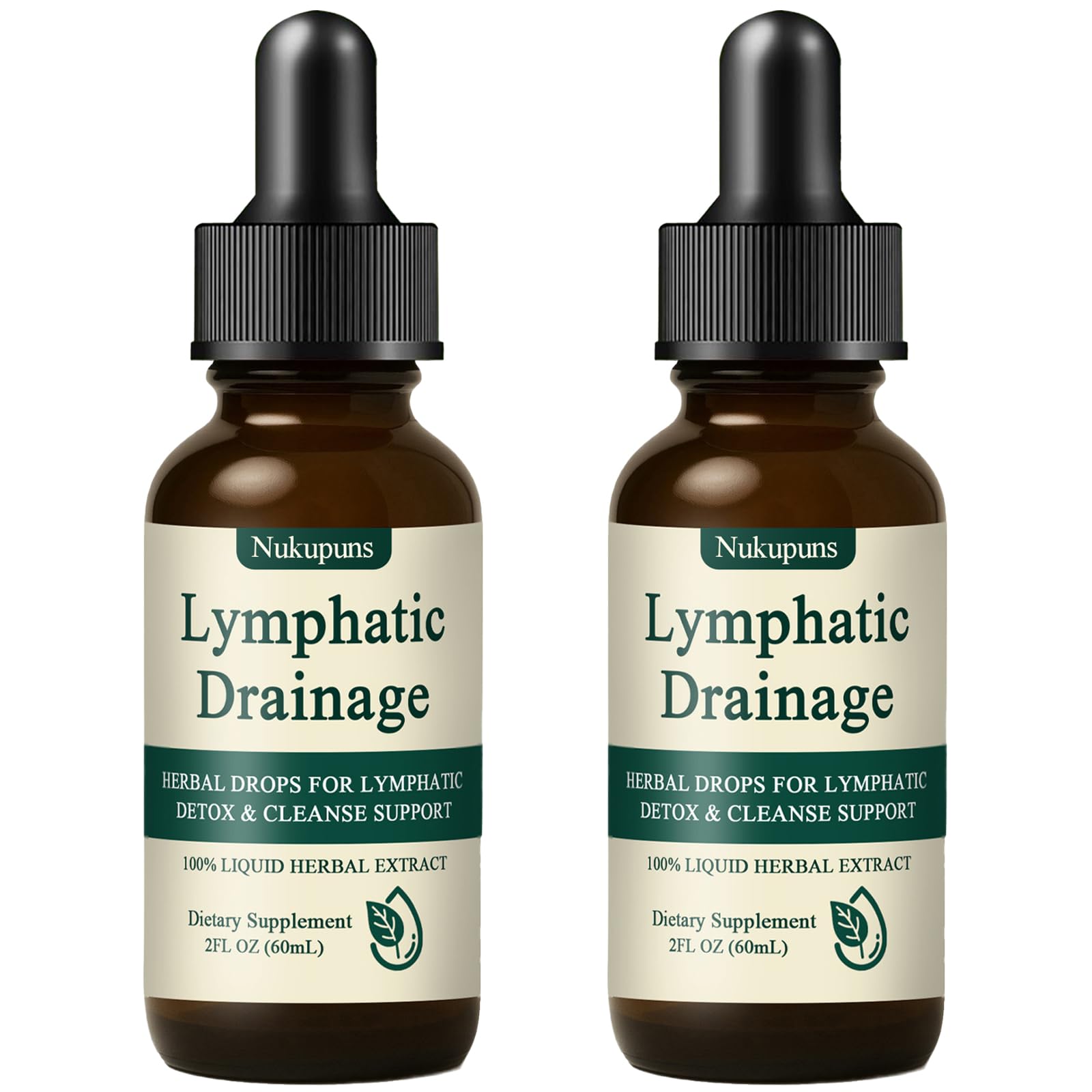Nukupuns Lymphatic Drainage Drops, Lymphatic Drainage Supplements, Herbal Blend-Lymph System Support, Lymphatic Drainage, Vegan & Non-GMO (2pcs) - Maple Wellness Supplements