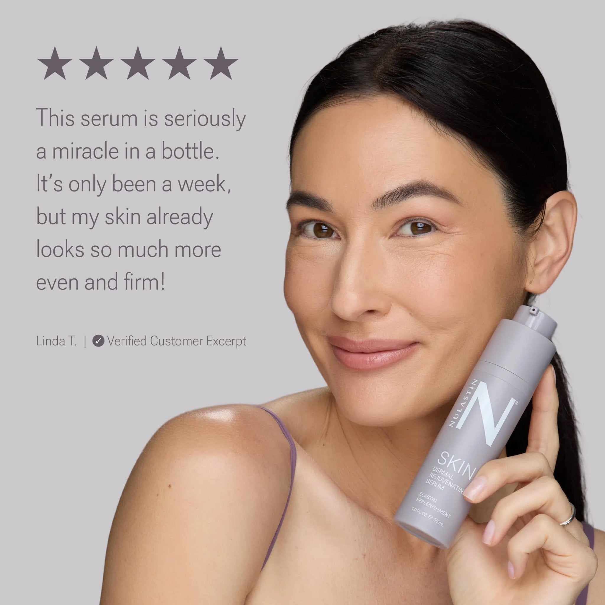 NULASTIN Dermal Rejuvenating Peptide Face Serum for Women with Elastin - Firming, Anti Aging, Barrier Repair, Plumping Hydrating Serum Sensitive & Mature Skin - Vegan, 1 Fl Oz - Maple Wellness Supplements