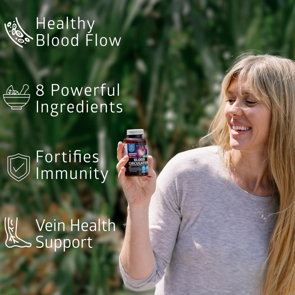 Number One Nutrition Premium Blood Circulation Supplement for Women and Men [8 Powerful Herbs & Vitamins] All Natural Blood Flow Supplement with Hawthorn, Butchers Broom and Cayenne Pepper, 90 Caps - TrustMedUSA