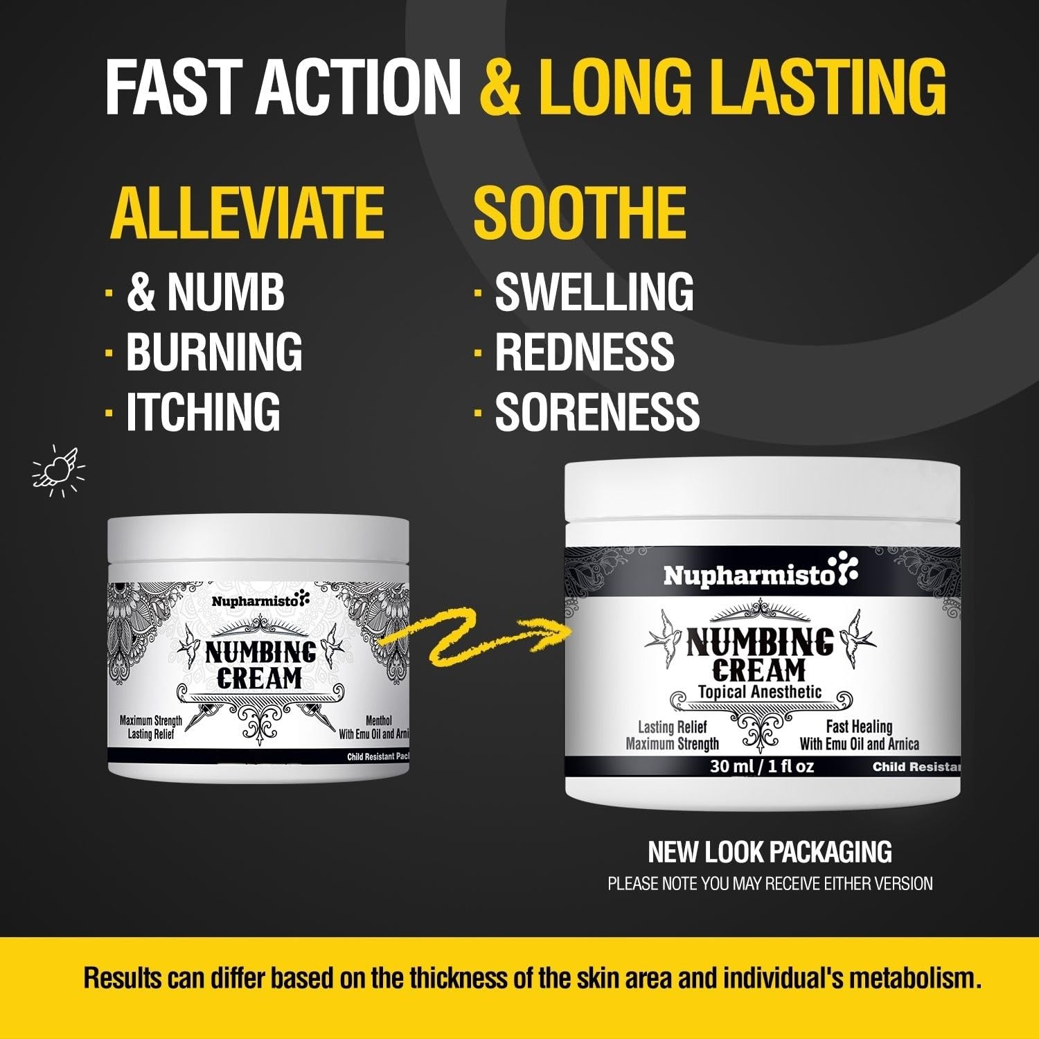 Nupharmisto Numbing Cream Maximum Strength : Long Lasting Numbing Cream with 5X Numbing - Emu Oil and Arnica 30 ml / 1 fl oz - TrustMedUSA