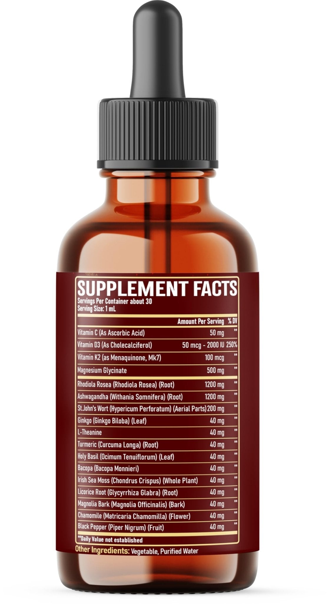 NUQIIT 17in1 Rhodiola Rosea Liquid Drops Tincture w/Ashwagandha Magnesium, L-Theanine. Ultra Rhodiola Cortisol Supplement, Rhodiola Root for Mood, Energy - 1 FL Oz - 60 Day Supply - TrustMedUSA