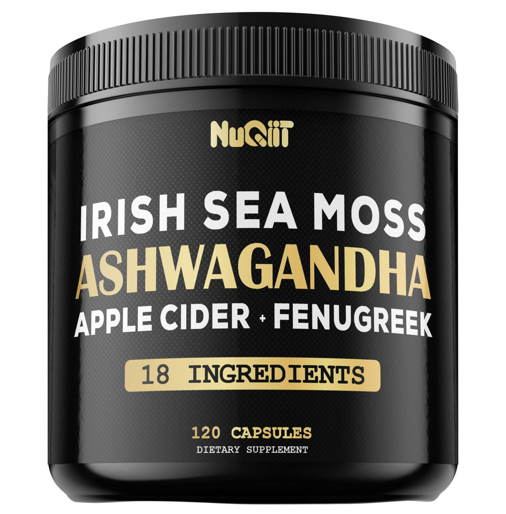 NUQIIT Organic Ashwangdha Capsules 15000mg Irish Sea Moss Apple Cider Vinegar & More - Support Brain Health, Strength & Immune System - 120 Vegan Capsules - TrustMedUSA