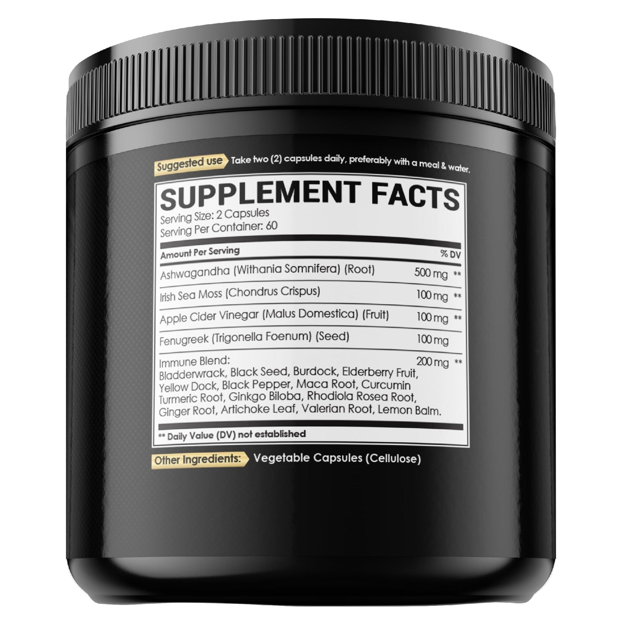 NUQIIT Organic Ashwangdha Capsules 15000mg Irish Sea Moss Apple Cider Vinegar & More - Support Brain Health, Strength & Immune System - 120 Vegan Capsules - TrustMedUSA