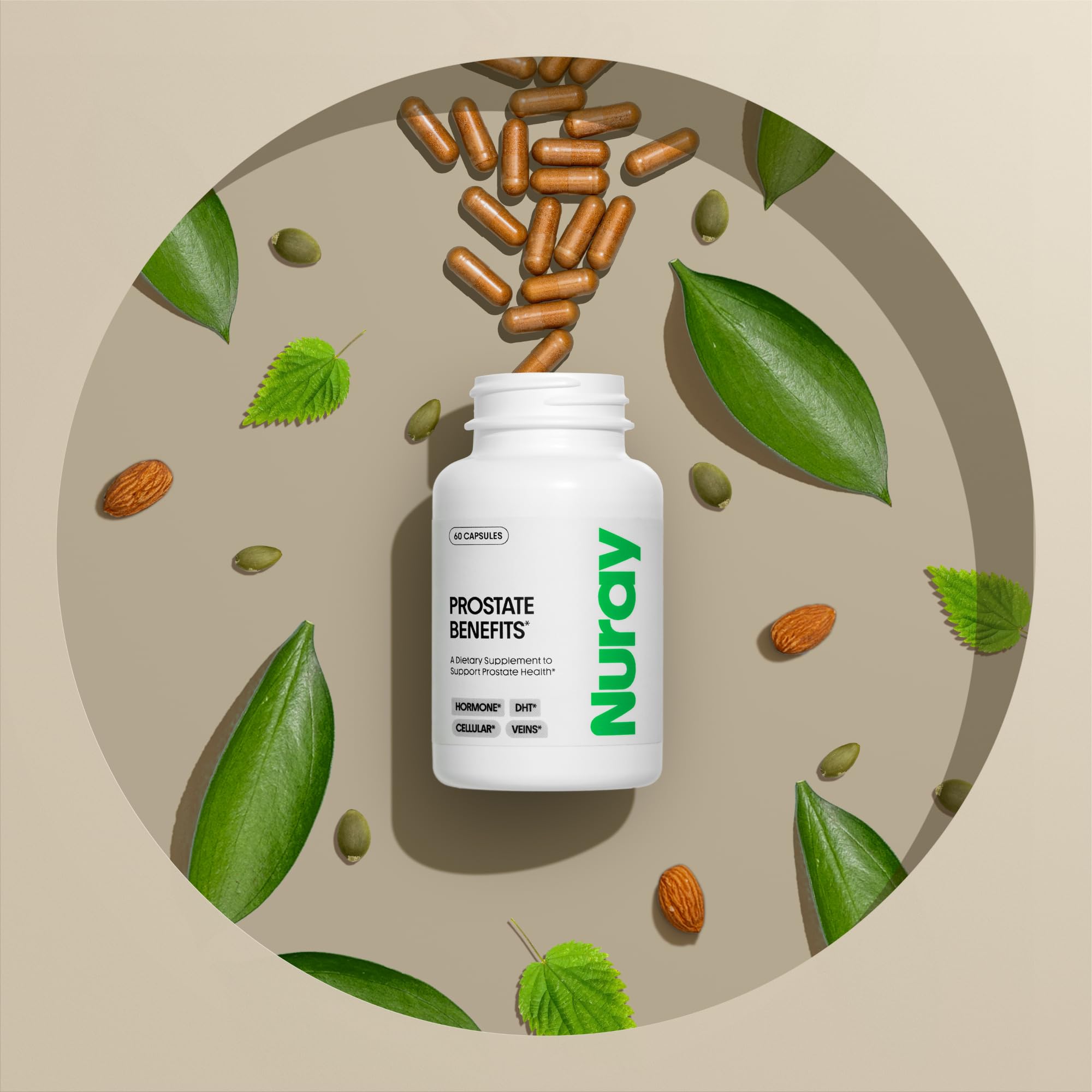 Nuray Prostate Support Supplement for Men and Women with Saw Palmetto, Vitamin C, Vitamin E, Zinc, Stinging Nettle & Alpha Lipoic Acid - 60 Vegetarian Capsules - TrustMedUSA