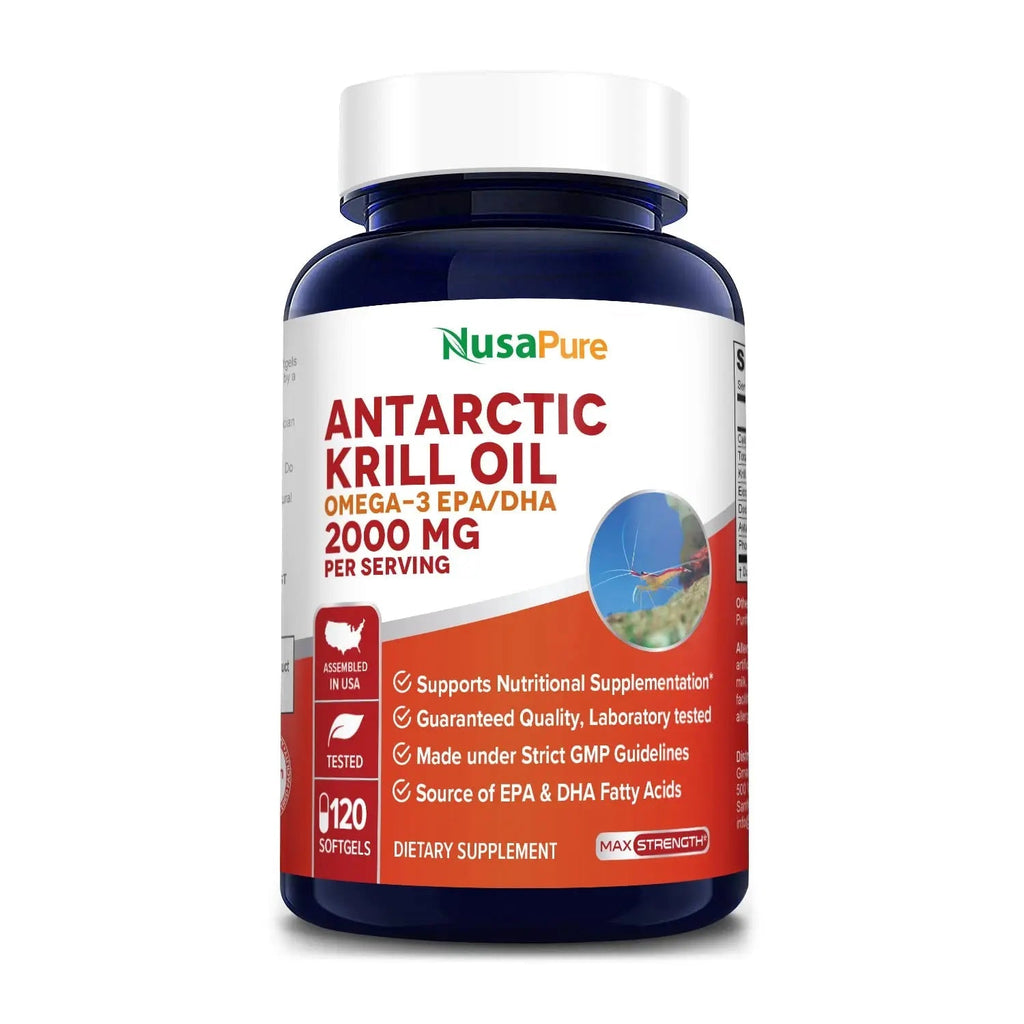 NusaPure Antarctic Krill Oil 2000 mg 120 Softgels, Omega-3 EPA 360mg, DHA 240mg - TrustMedUSA